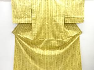 縞に井桁絣柄手織り紬単衣着物